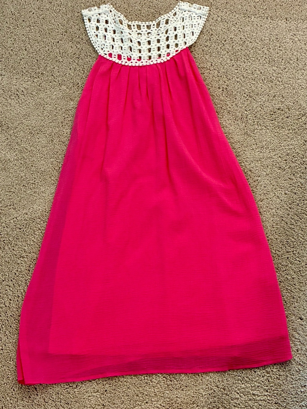Lilly Pulitzer Pink White Crochet Swing Maxi Dress Size 0
